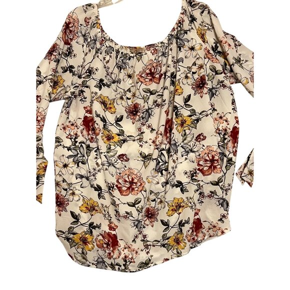 Misia Curvy Floral Peasant Blouse 2X  Peasant Ruffle Sleeves Women's Plus Size - Picture 1 of 15